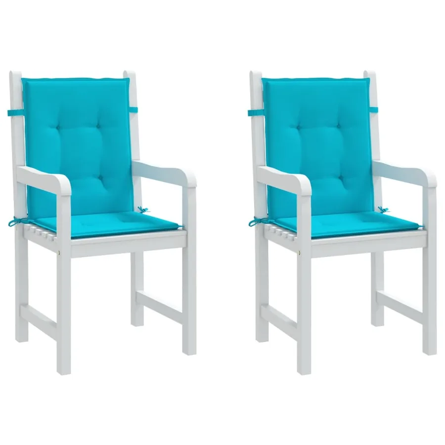 Coussins de chaise à dossier bas lot de 2 turquoise tissu - 3