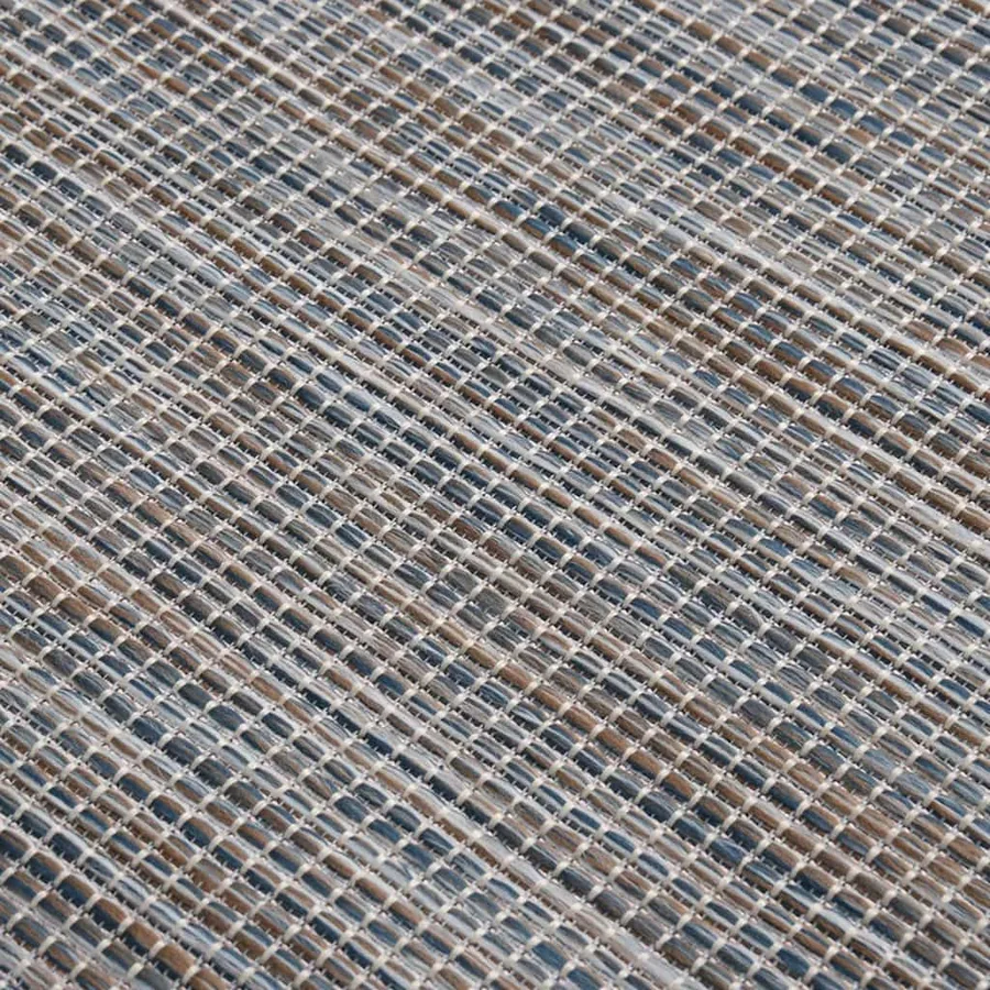 Tapis à tissage plat d'extérieur 80x250 cm Marron et bleu - 5
