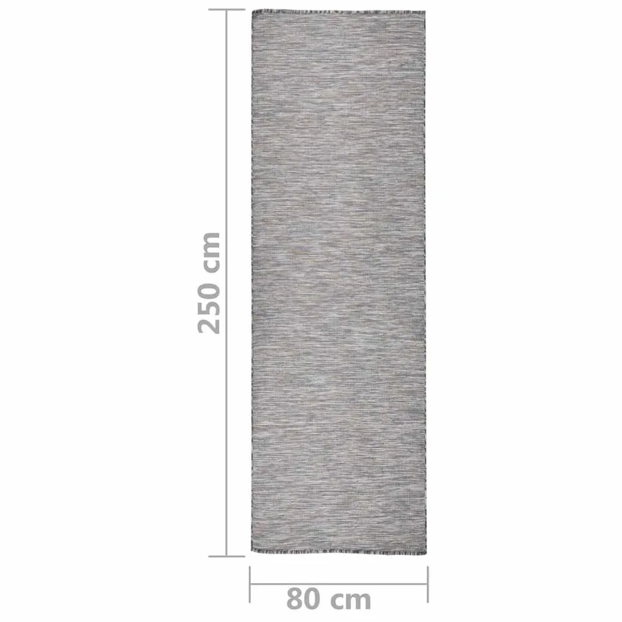 Tapis à tissage plat d'extérieur 80x250 cm Marron et bleu - 6