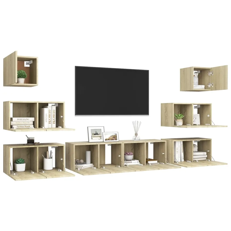 Ensemble de meubles TV 8 pcs Chêne sonoma Bois d'ingénierie - 3