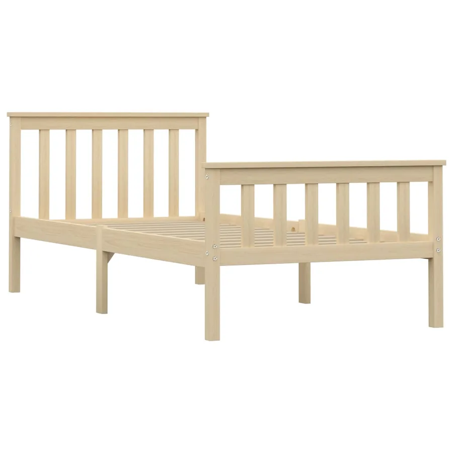 Cadre de lit sans matelas naturel bois massif de pin 100x200 cm - 2