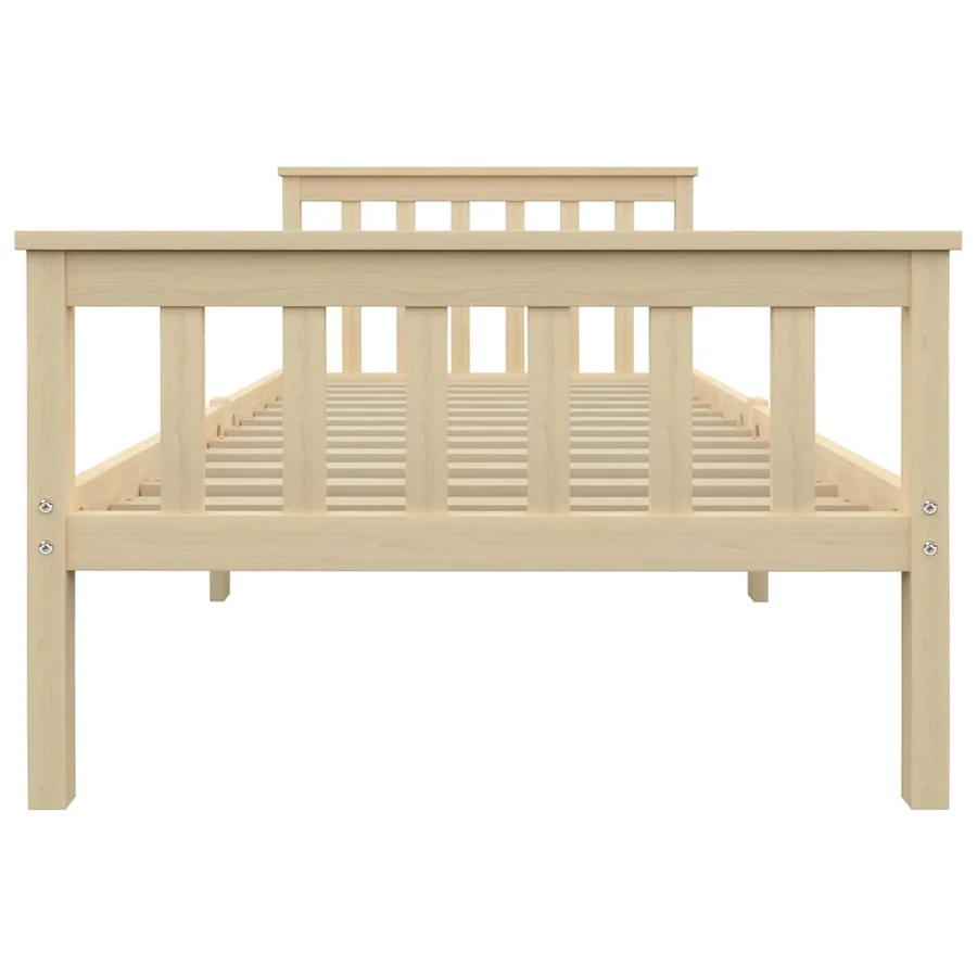 Cadre de lit sans matelas naturel bois massif de pin 100x200 cm - 3