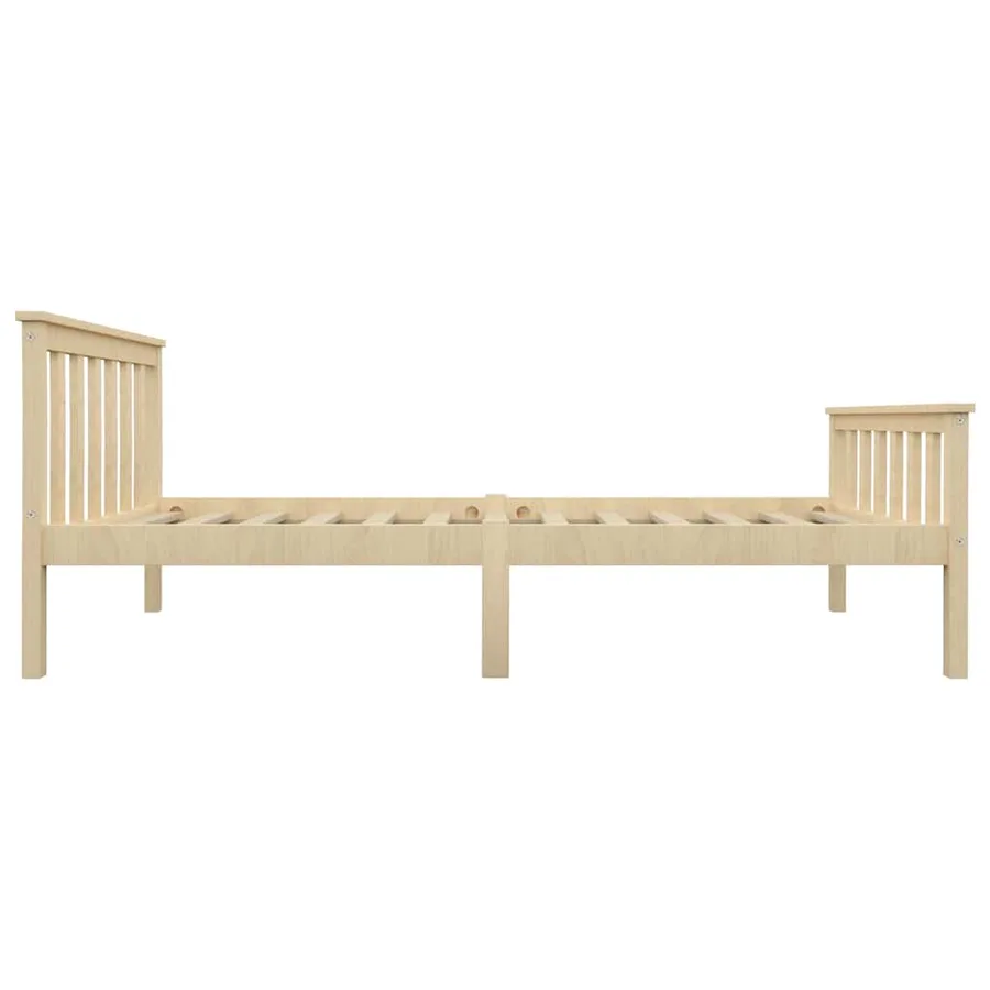 Cadre de lit sans matelas naturel bois massif de pin 100x200 cm - 4