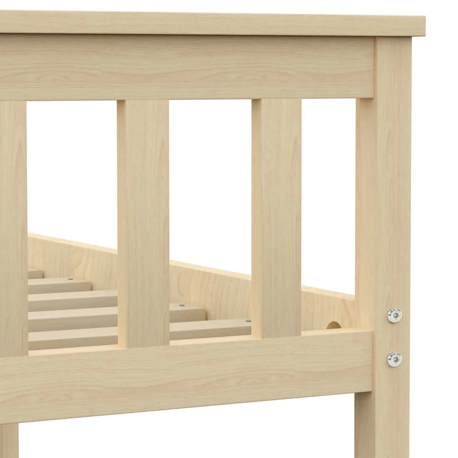 Cadre de lit sans matelas naturel bois massif de pin 100x200 cm - 5