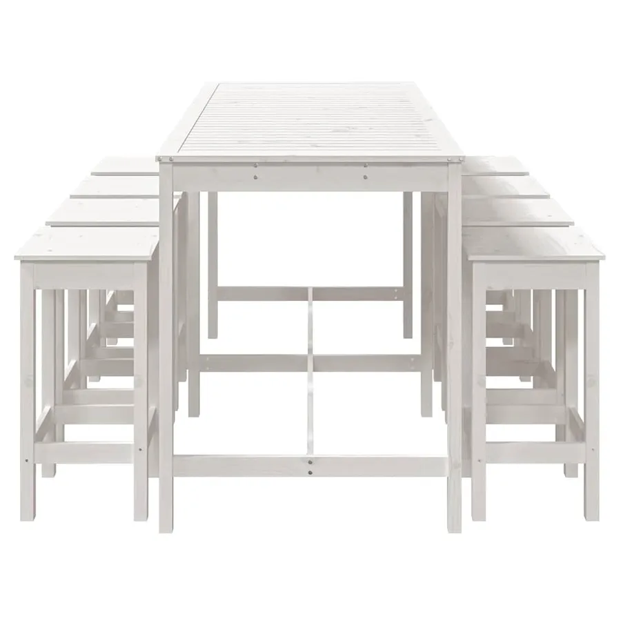 Ensemble de bar de jardin 9 pcs blanc bois de pin massif - 5