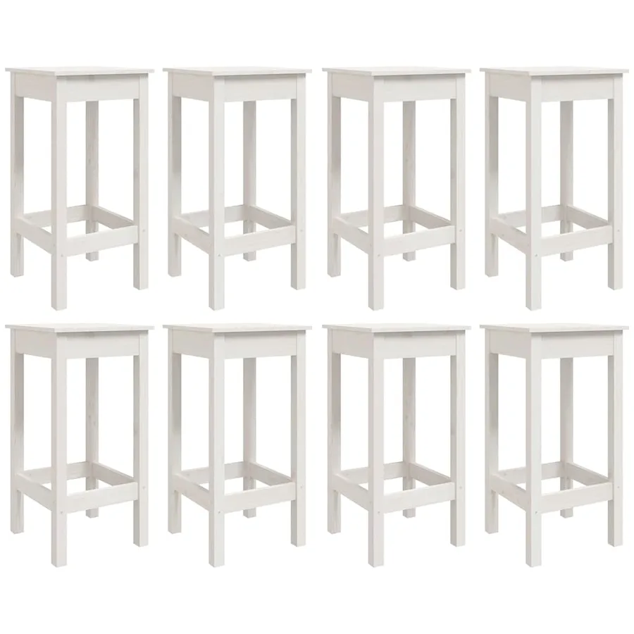 Ensemble de bar de jardin 9 pcs blanc bois de pin massif - 6