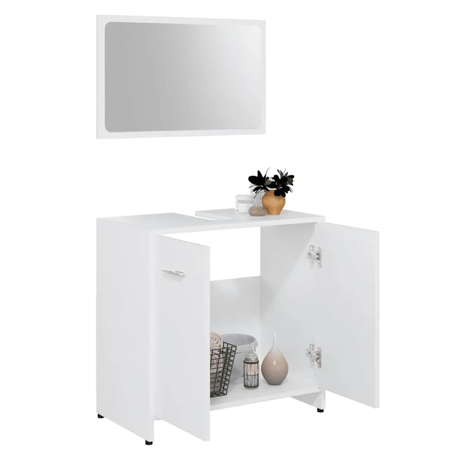 Ensemble de meubles de salle de bain Blanc Bois d'ingénierie - 4