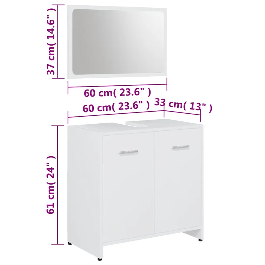 Ensemble de meubles de salle de bain Blanc Bois d'ingénierie - 9
