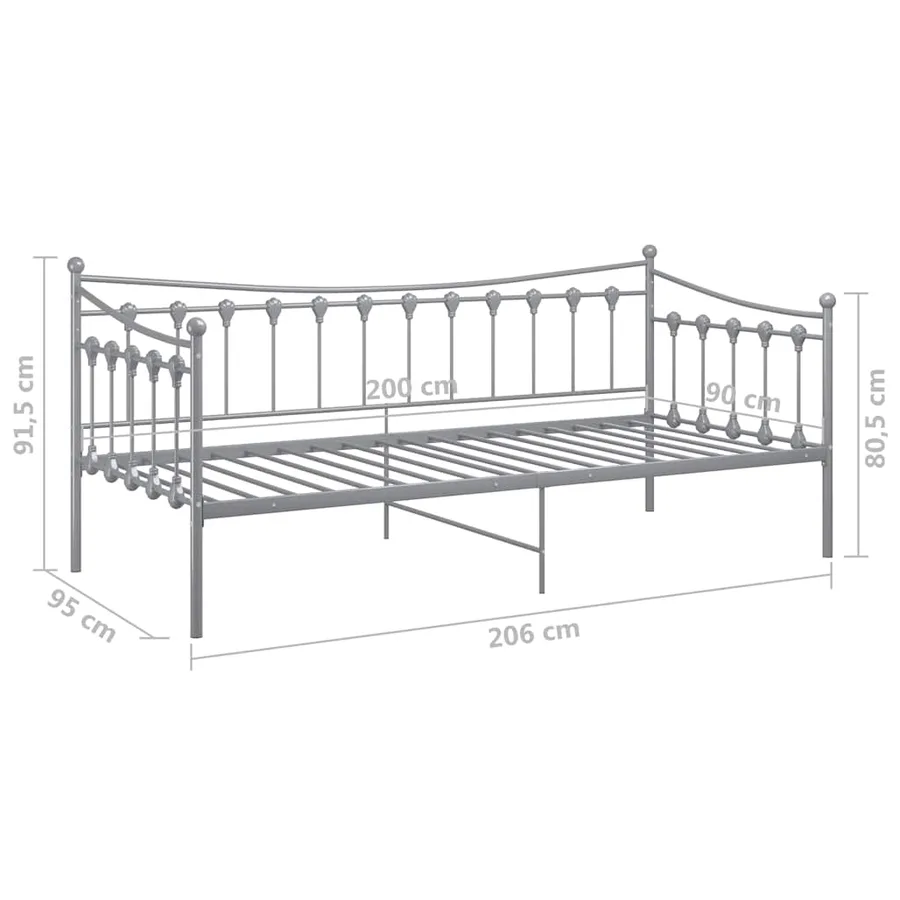 Cadre de canapé-lit sans matelas gris métal 90x200 cm - 10
