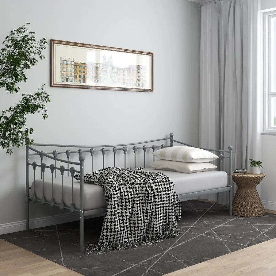 Cadre de canapé-lit sans matelas gris métal 90x200 cm - 3