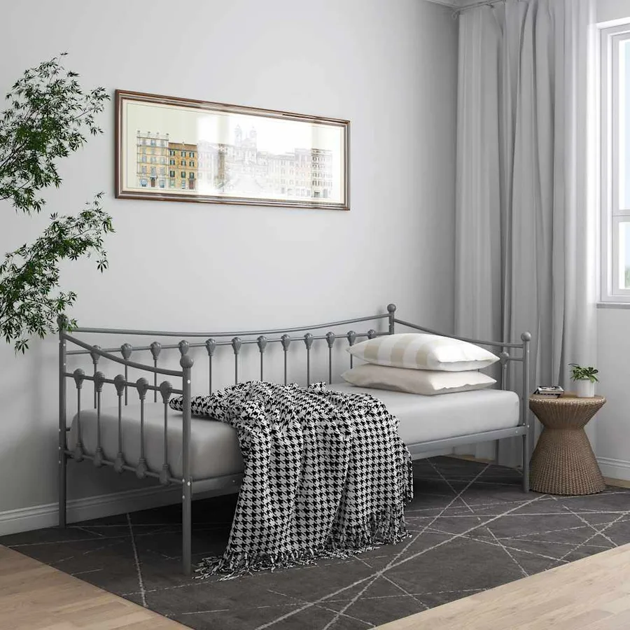 Cadre de canapé-lit sans matelas gris métal 90x200 cm - 4