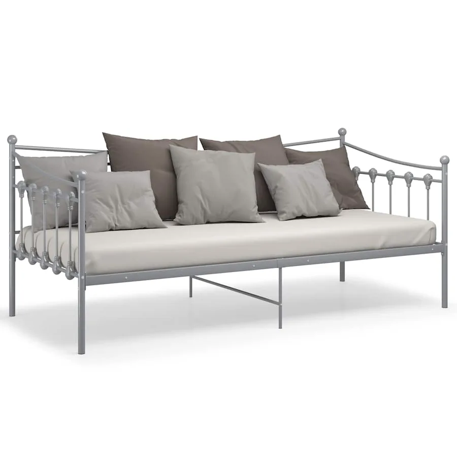 Cadre de canapé-lit sans matelas gris métal 90x200 cm - 5
