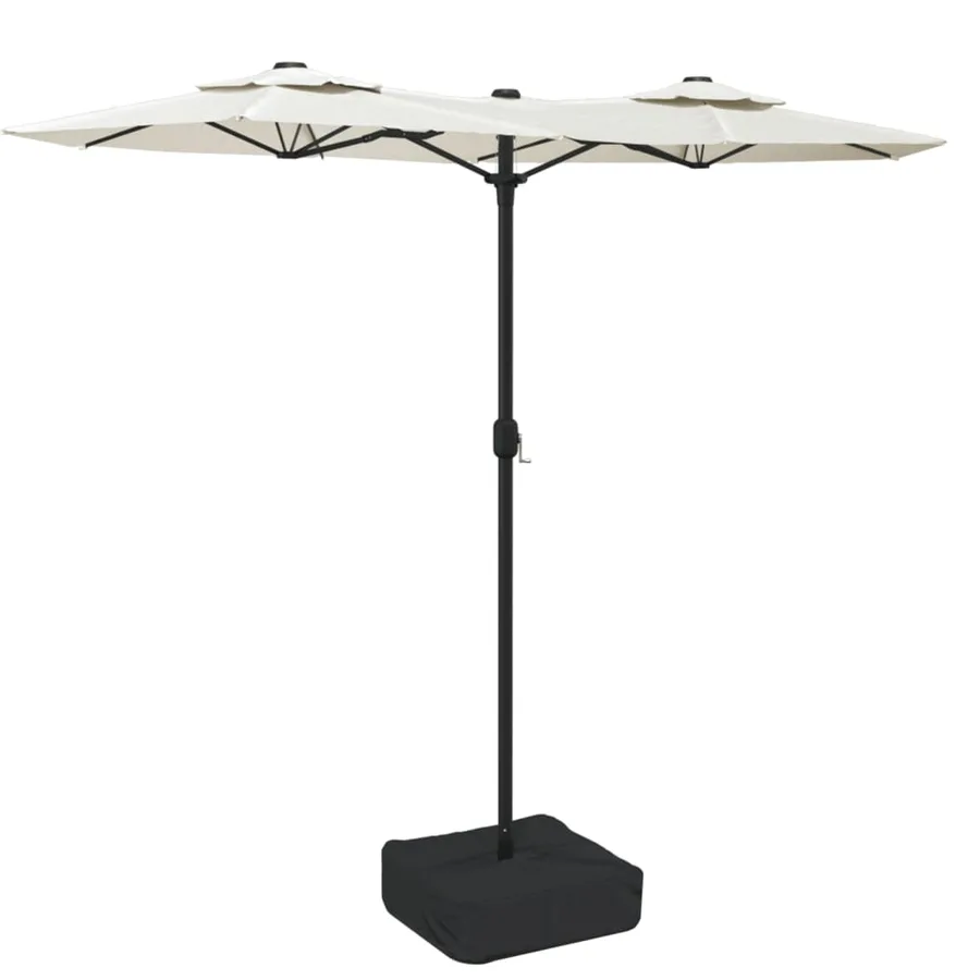 Parasol de jardin à double tête blanc sable 316x145 cm - 2