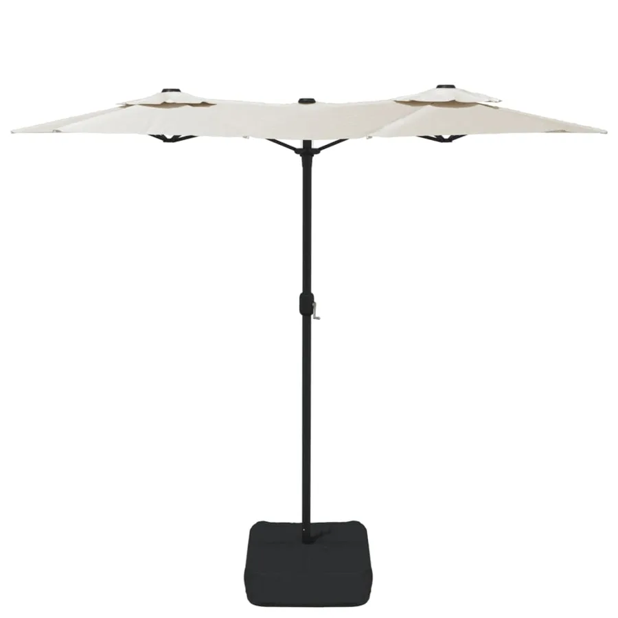 Parasol de jardin à double tête blanc sable 316x145 cm - 4