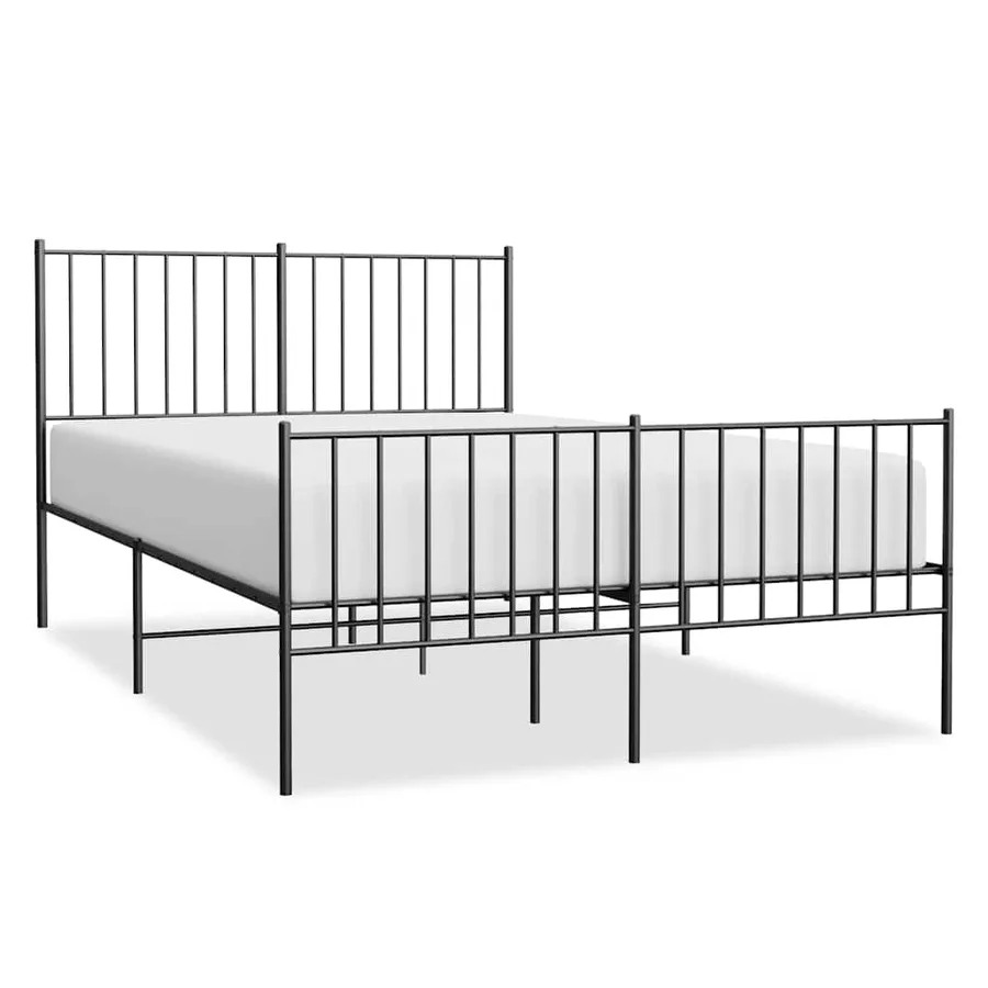 Cadre de lit métal sans matelas avec pied de lit noir 120x200cm - 2
