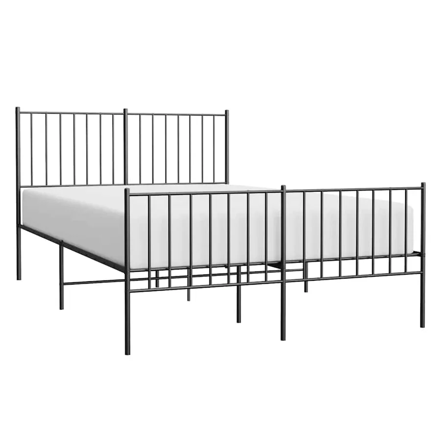 Cadre de lit métal sans matelas avec pied de lit noir 120x200cm - 4