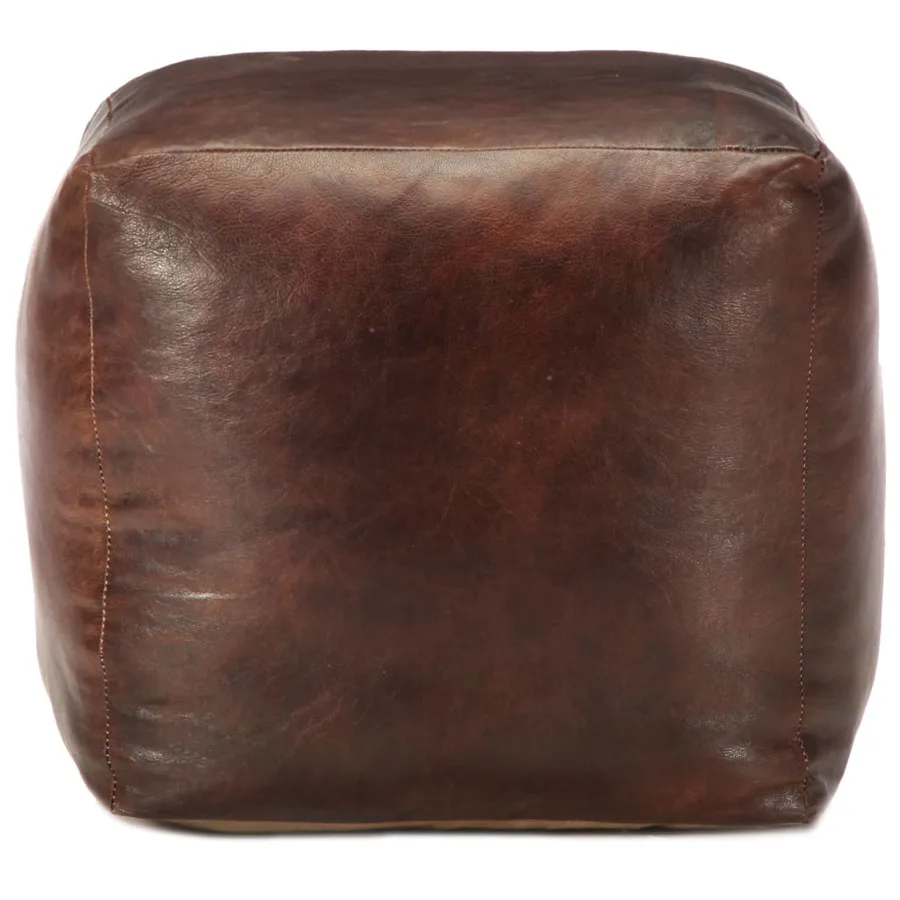 Pouf 40 x 40 x 40 cm Marron foncé Cuir véritable de chèvre - 2