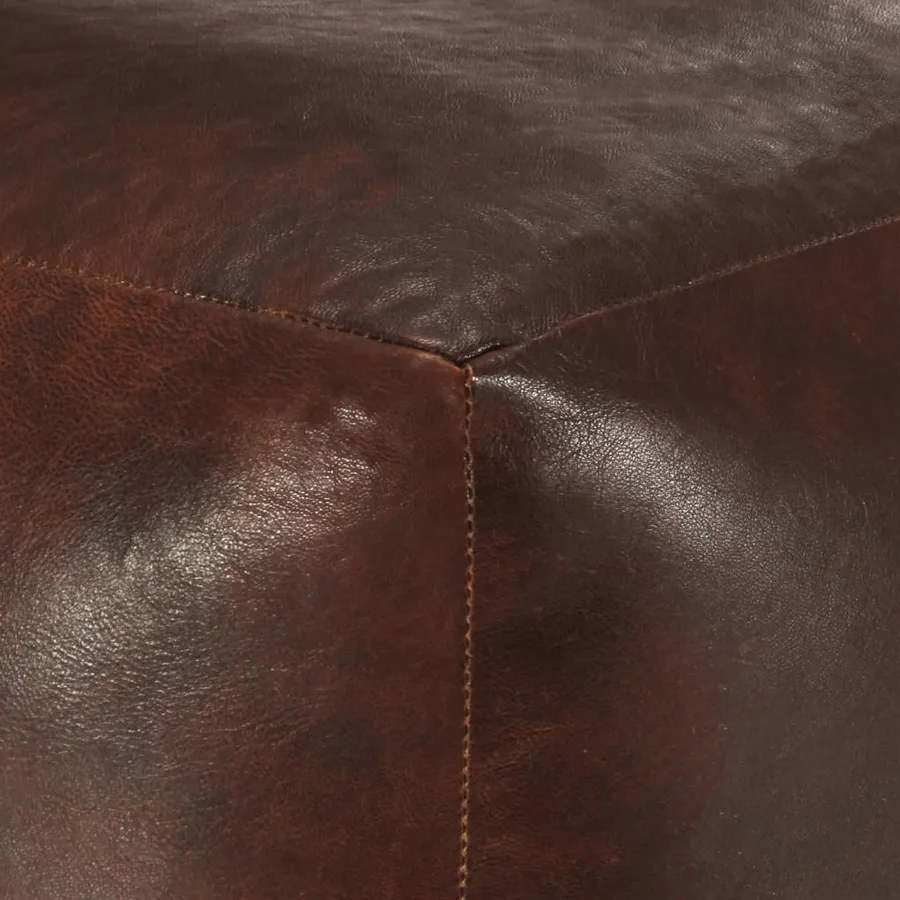 Pouf 40 x 40 x 40 cm Marron foncé Cuir véritable de chèvre - 3