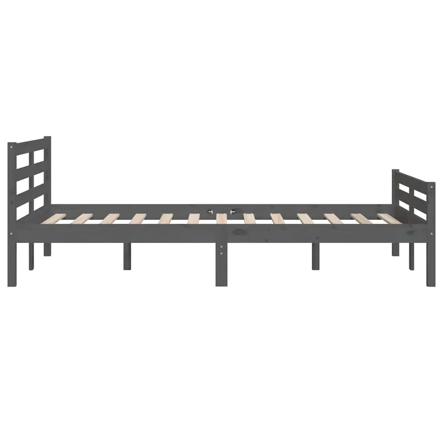 Cadre de lit sans matelas gris bois massif 140x200 cm - 6