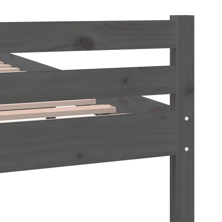 Cadre de lit sans matelas gris bois massif 140x200 cm - 7