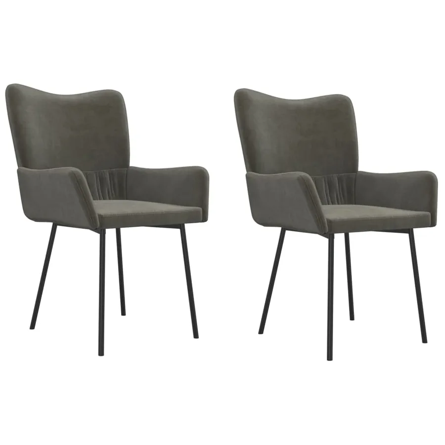 Chaises à manger lot de 2 Gris foncé Velours - 2