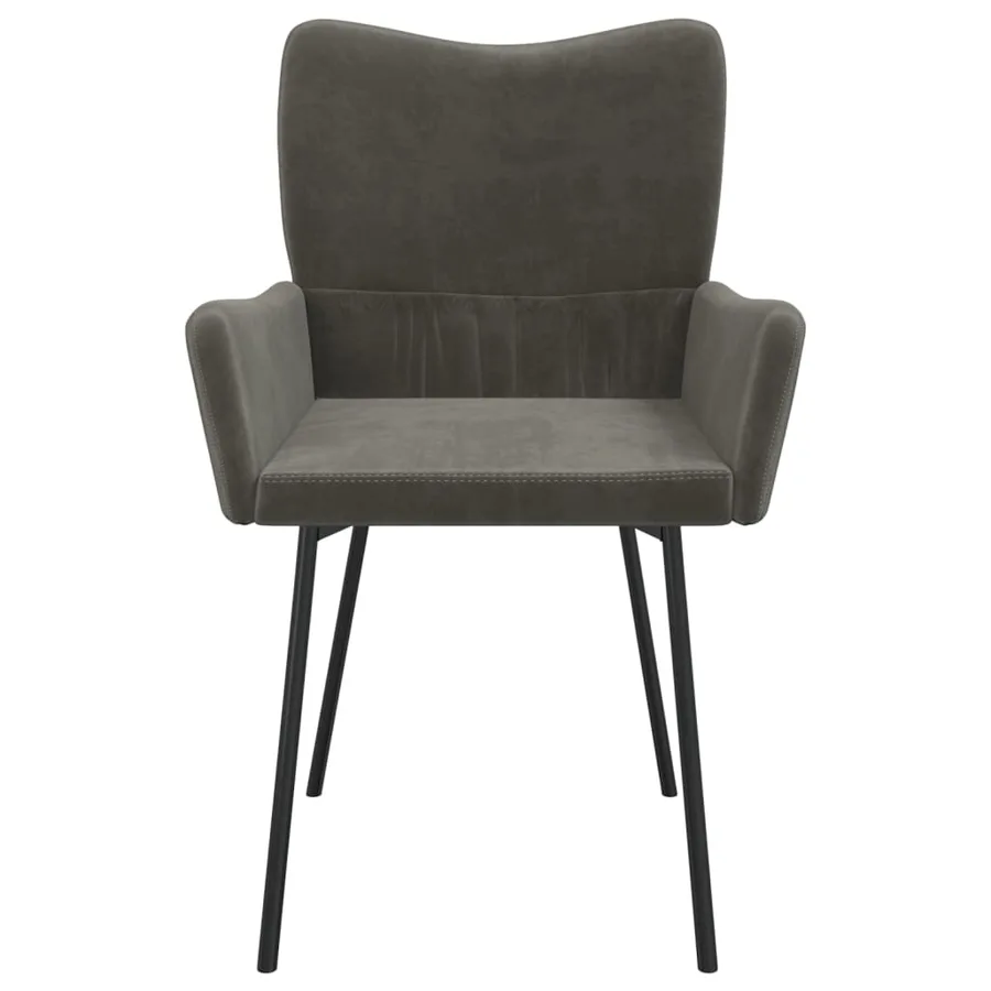 Chaises à manger lot de 2 Gris foncé Velours - 5
