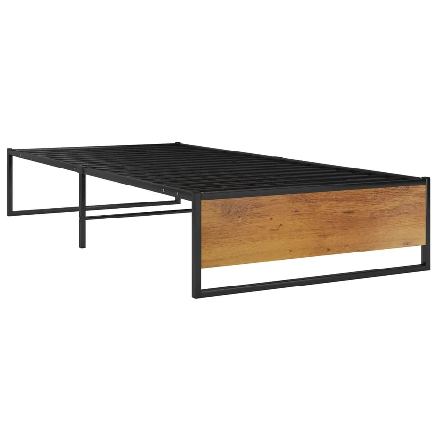 Cadre de lit sans matelas noir métal 90x200 cm - 2
