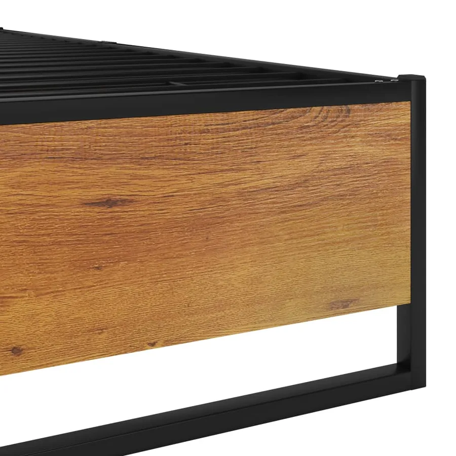Cadre de lit sans matelas noir métal 90x200 cm - 6