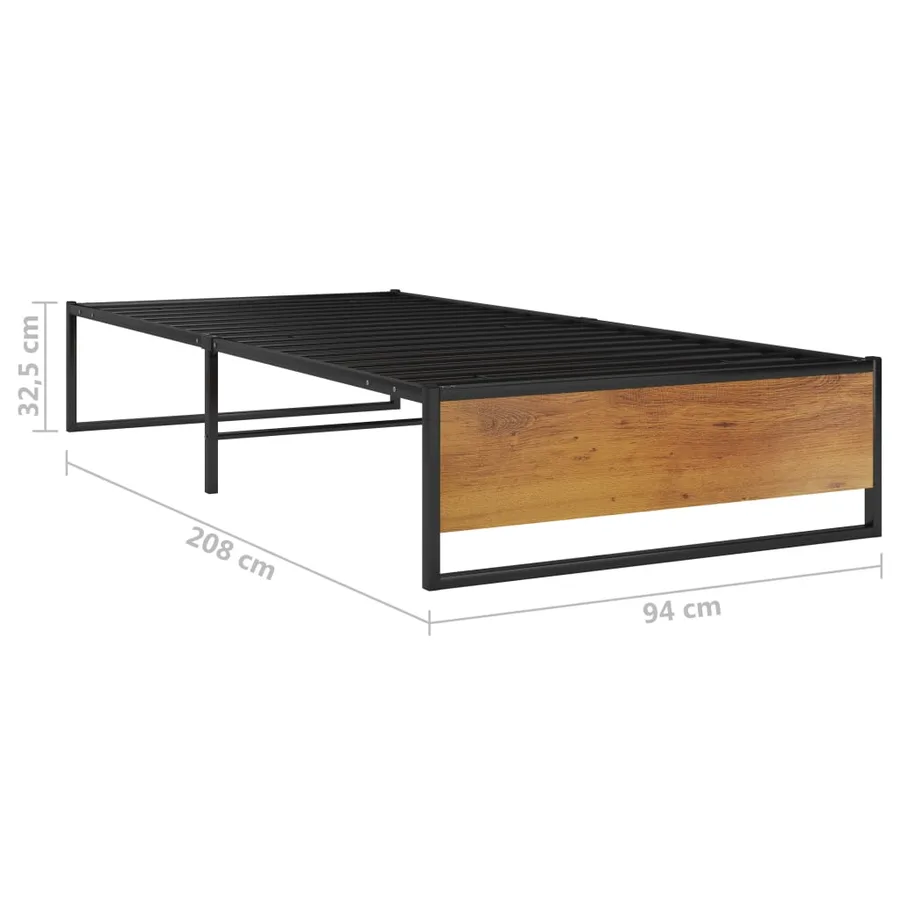 Cadre de lit sans matelas noir métal 90x200 cm - 7