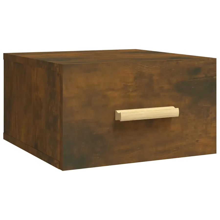 Table de chevet murale chêne fumé 35x35x20 cm - 2