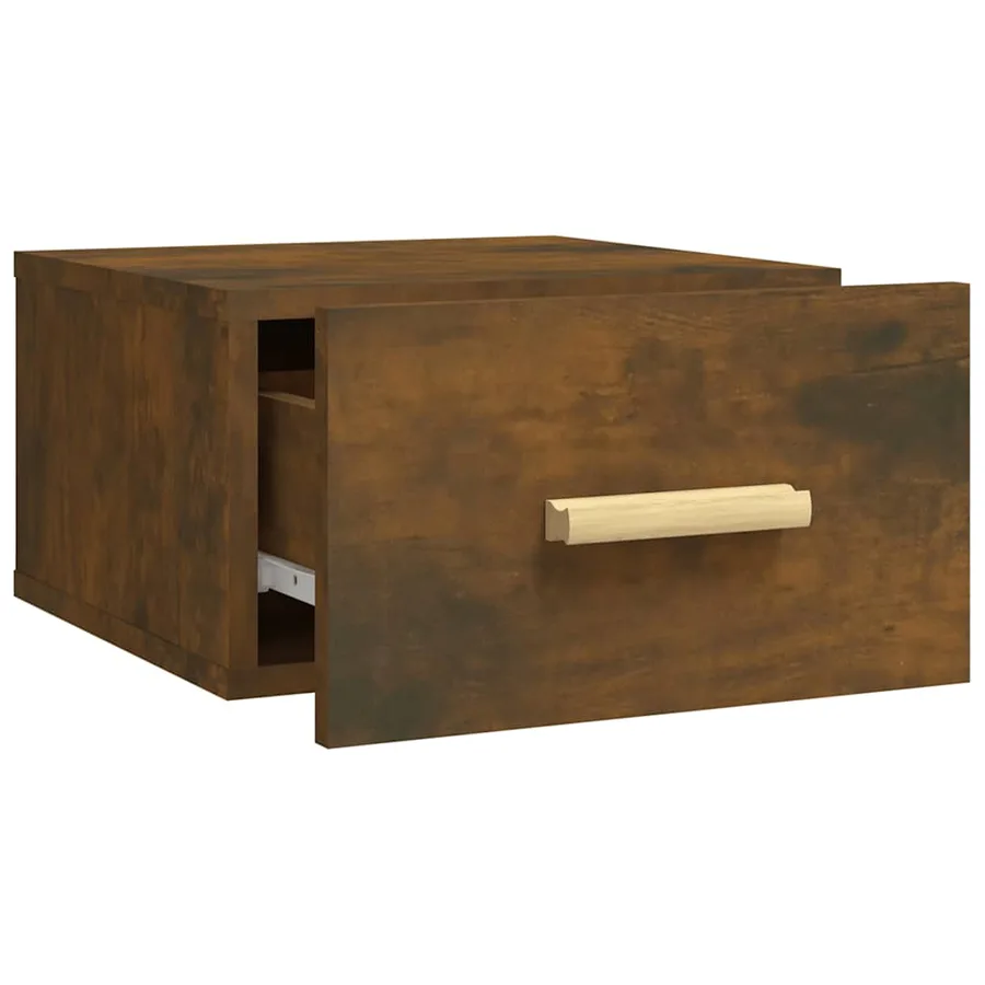 Table de chevet murale chêne fumé 35x35x20 cm - 4