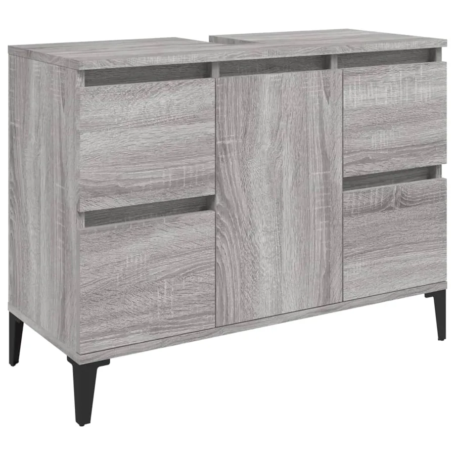 Meuble d'évier sonoma gris 80x33x60 cm bois d'ingénierie - 2