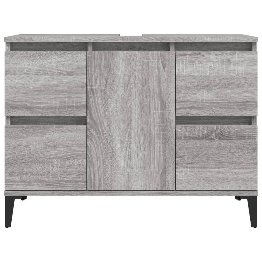 Meuble d'évier sonoma gris 80x33x60 cm bois d'ingénierie - 5
