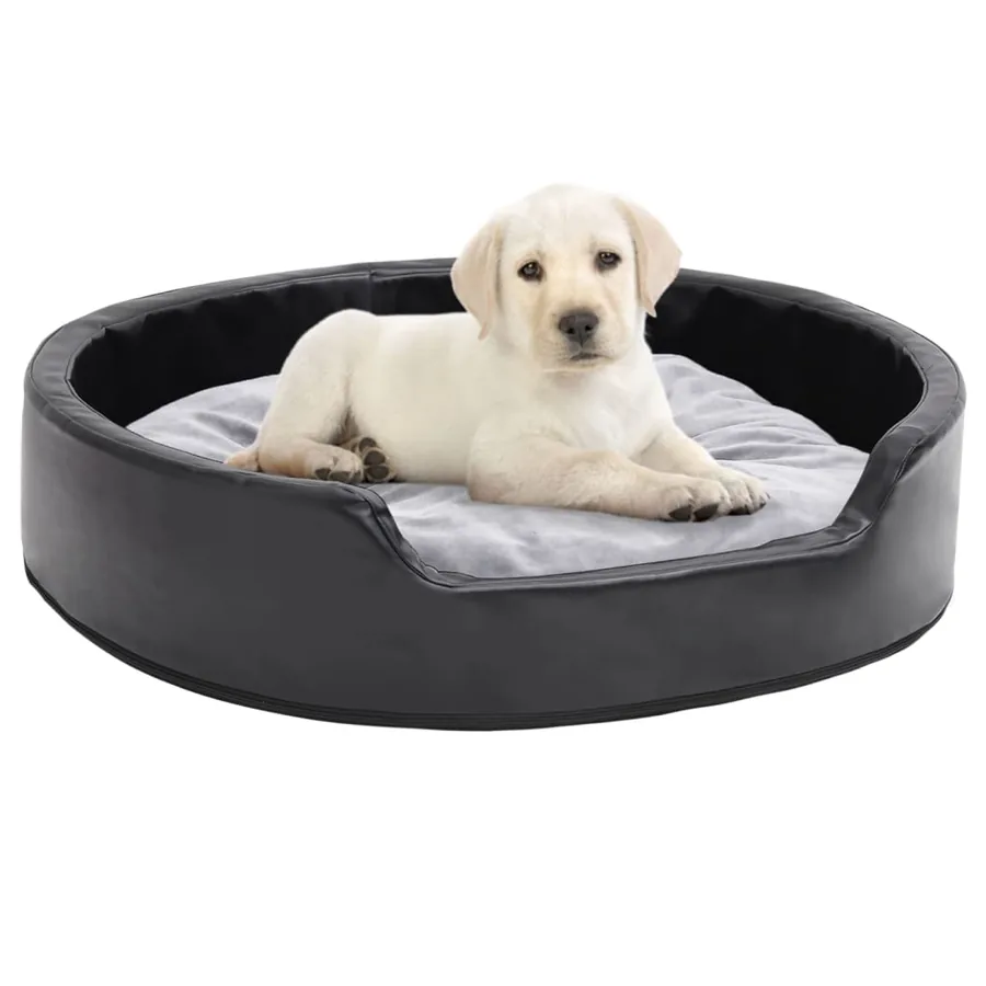 Lit pour chiens Noir et gris 79x70x19 cm Peluche et similicuir