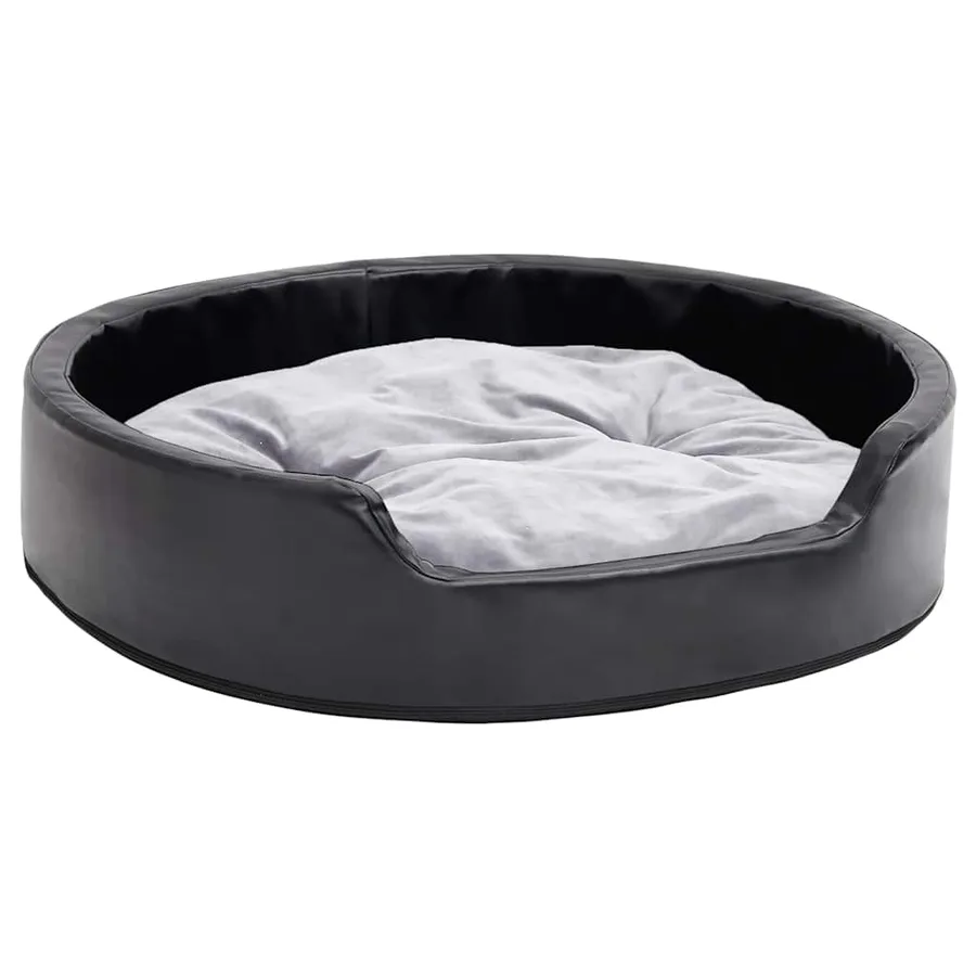 Lit pour chiens Noir et gris 79x70x19 cm Peluche et similicuir - 2