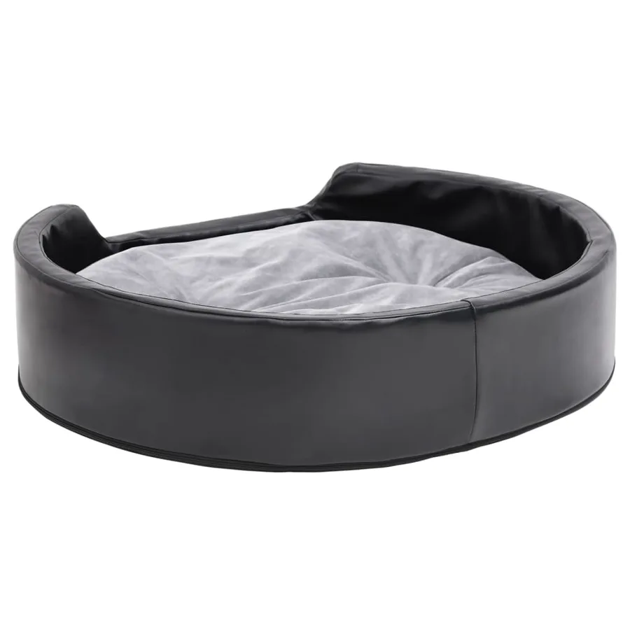 Lit pour chiens Noir et gris 79x70x19 cm Peluche et similicuir - 5