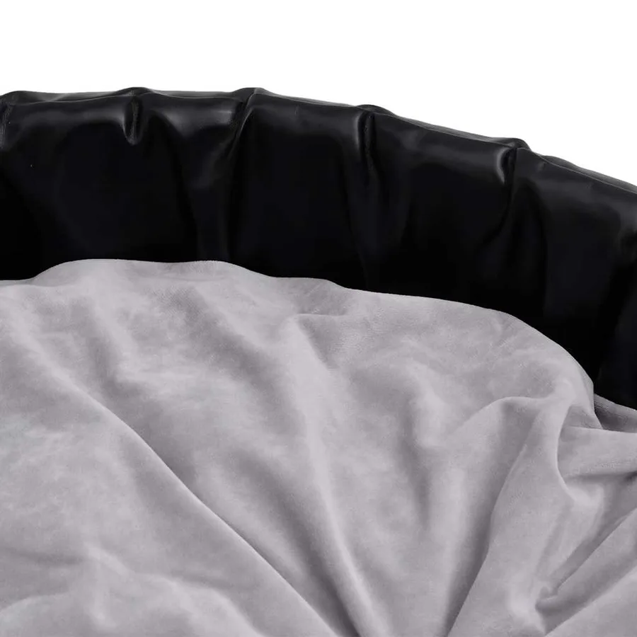 Lit pour chiens Noir et gris 79x70x19 cm Peluche et similicuir - 6