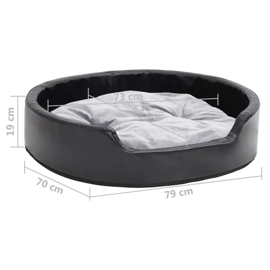 Lit pour chiens Noir et gris 79x70x19 cm Peluche et similicuir - 8