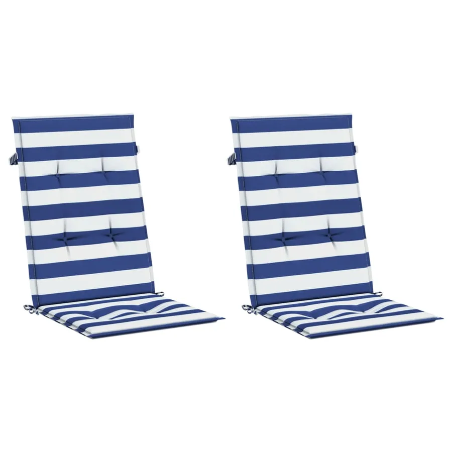 Coussins de chaise à dossier haut lot de 2 rayures bleu/blanc - 3