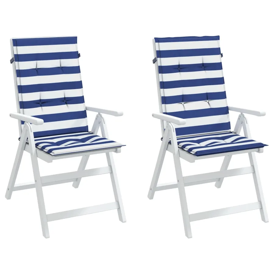 Coussins de chaise à dossier haut lot de 2 rayures bleu/blanc - 4