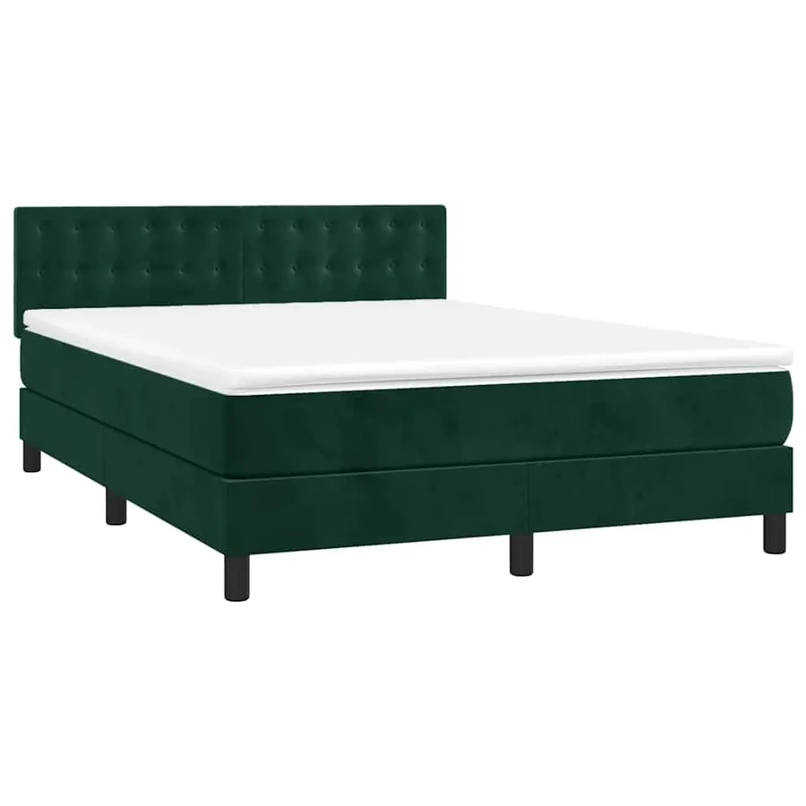 Sommier à lattes de lit avec matelas LED Vert foncé 140x190 cm - 3