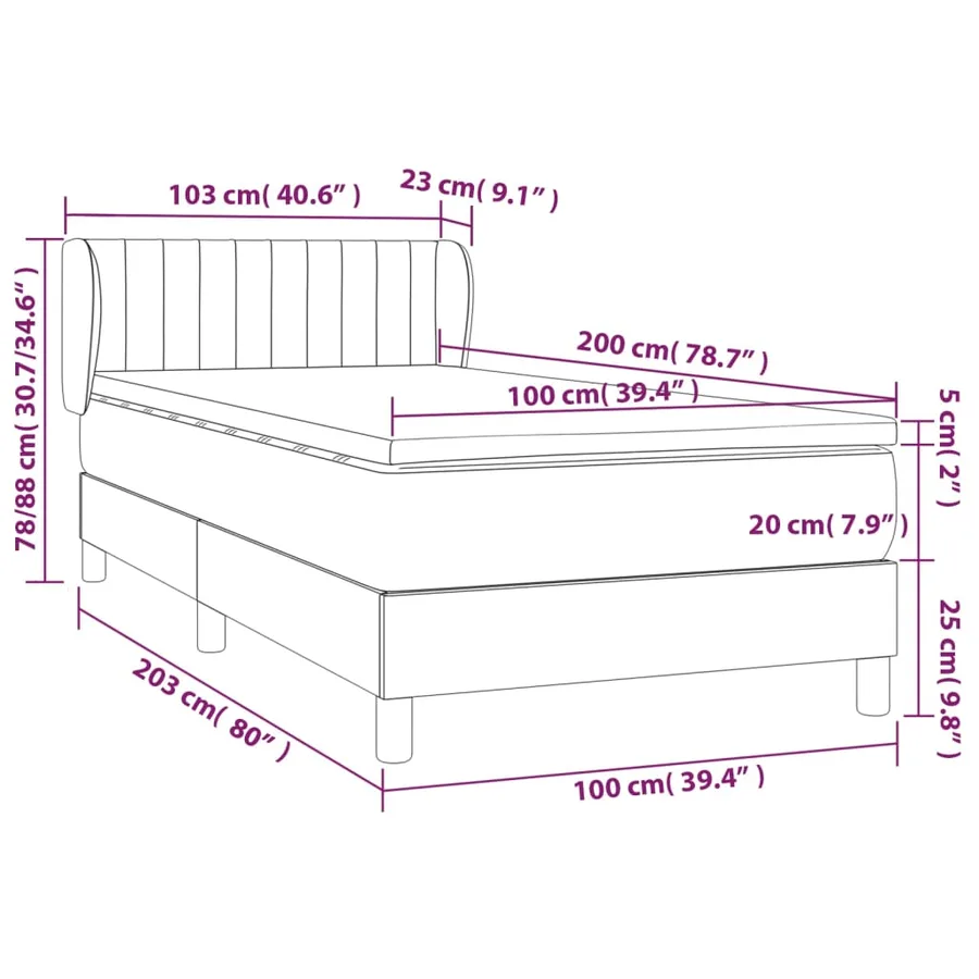 Sommier à lattes de lit avec matelas Noir 100x200 cm Tissu - 7