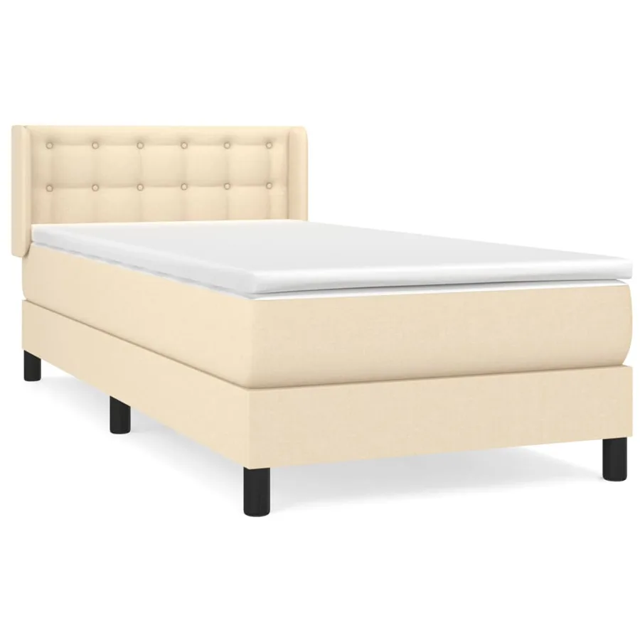 Sommier à lattes de lit avec matelas Crème 100x200 cm Tissu - 2