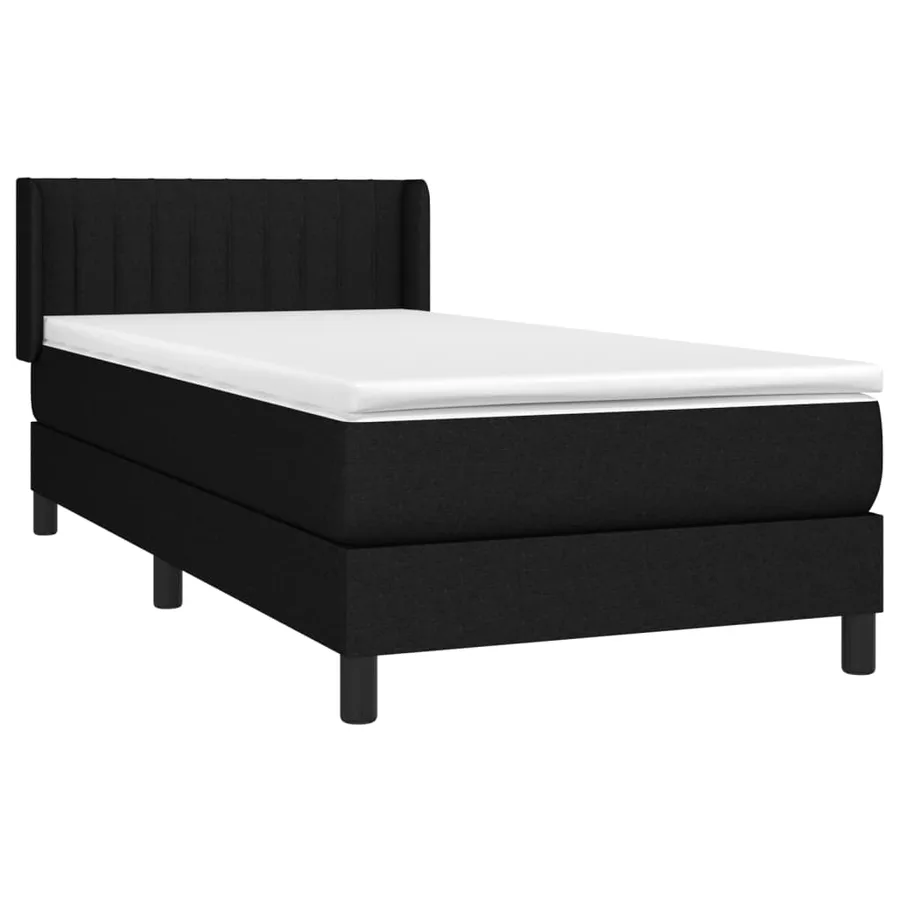 Sommier à lattes de lit avec matelas Noir 100x200 cm Tissu - 3