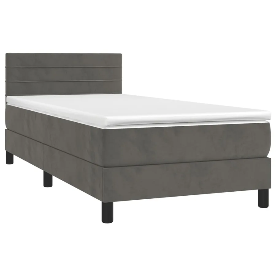 Sommier à lattes de lit avec matelas LED Gris foncé 100x200 cm - 3