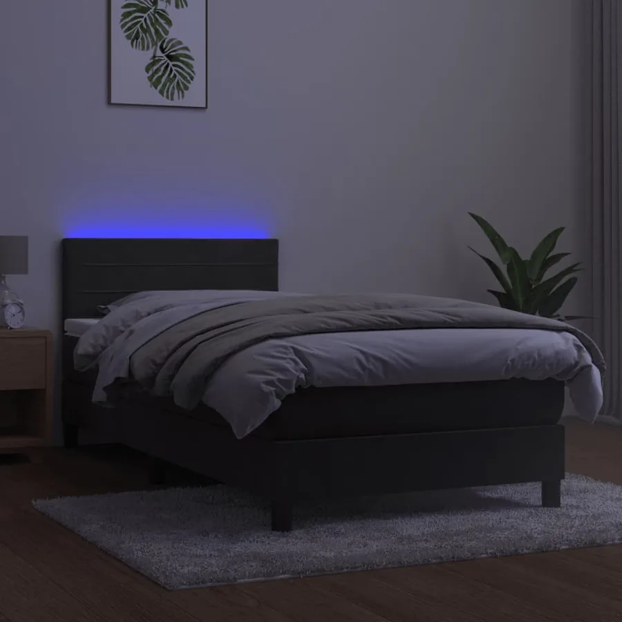 Sommier à lattes de lit avec matelas LED Gris foncé 100x200 cm - 4