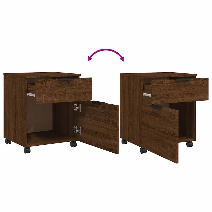Classeur mobile avec roues Chêne marron 45x38x54 cm Bois - 6