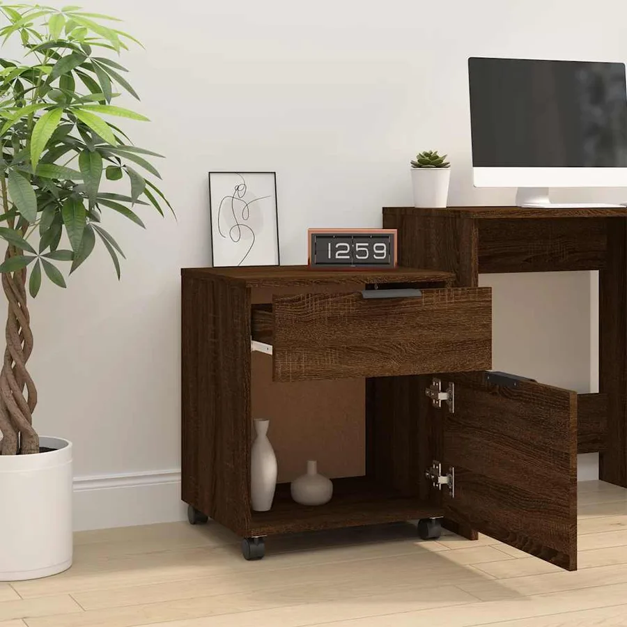 Classeur mobile avec roues Chêne marron 45x38x54 cm Bois - 7