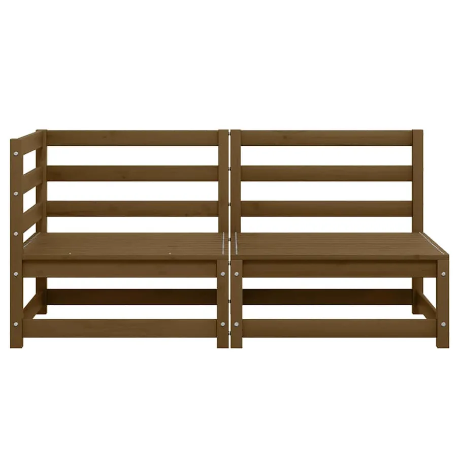 Salon de jardin 2 pcs marron miel bois de pin massif - 5