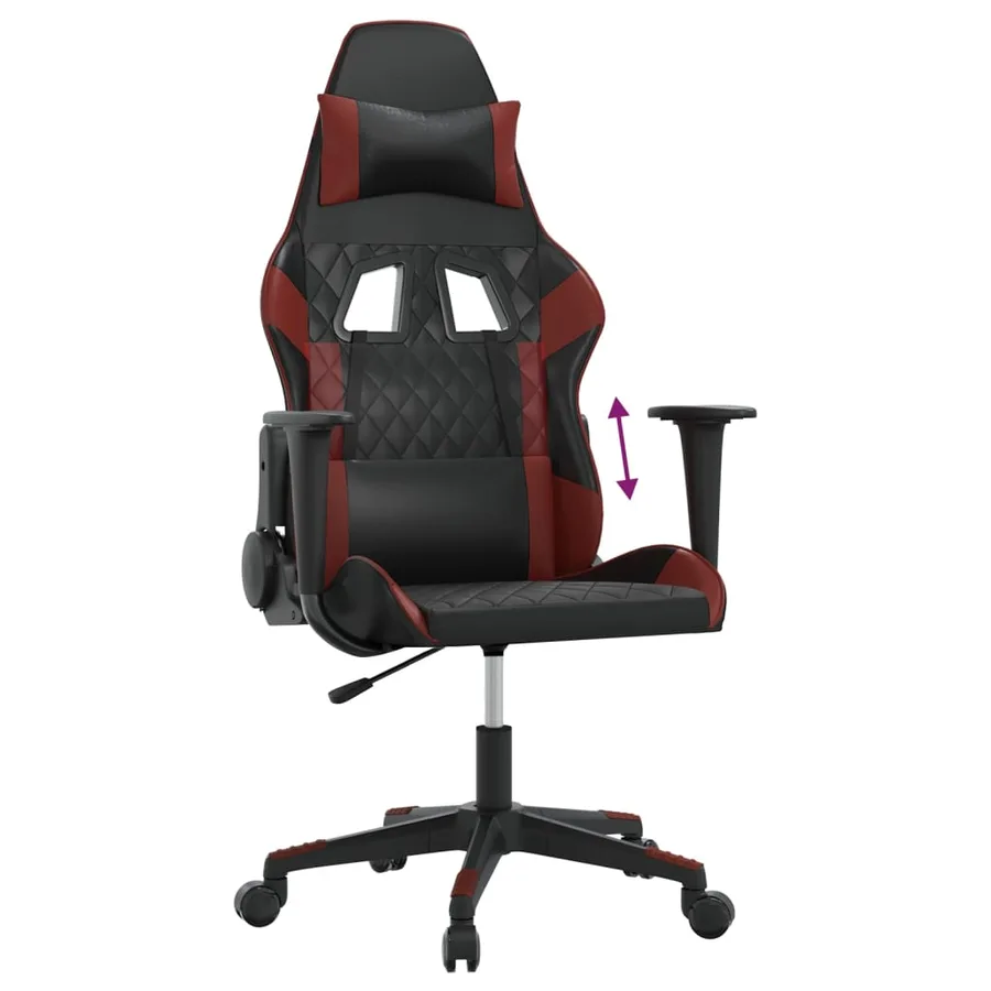 Chaise de jeu Noir et rouge bordeaux Similicuir - 7